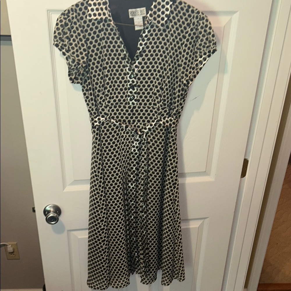 Robbie Bee Black and White Polka Dot Midi Dress